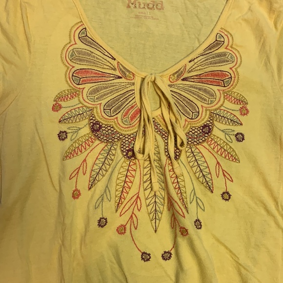 Y2K Mudd Yellow Embroidered Top - Picture 3 of 10